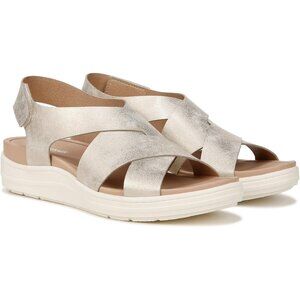 Dr. Scholl's Women's Time Off Sea Slingback Wedge Sandals Metallic Gold Size 10M